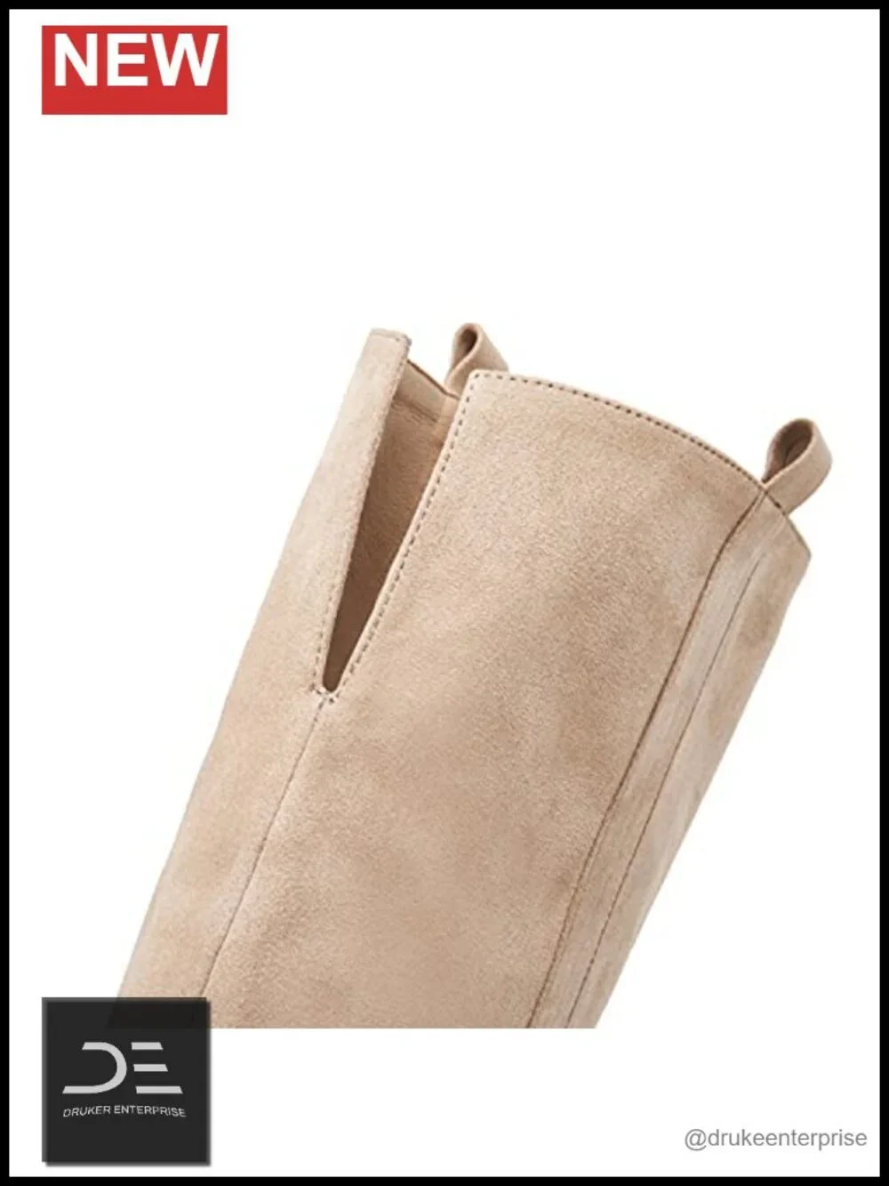 Over the Knee Thigh High Boots Faux Suede Pointed Toe Side Zipper Chunky Block